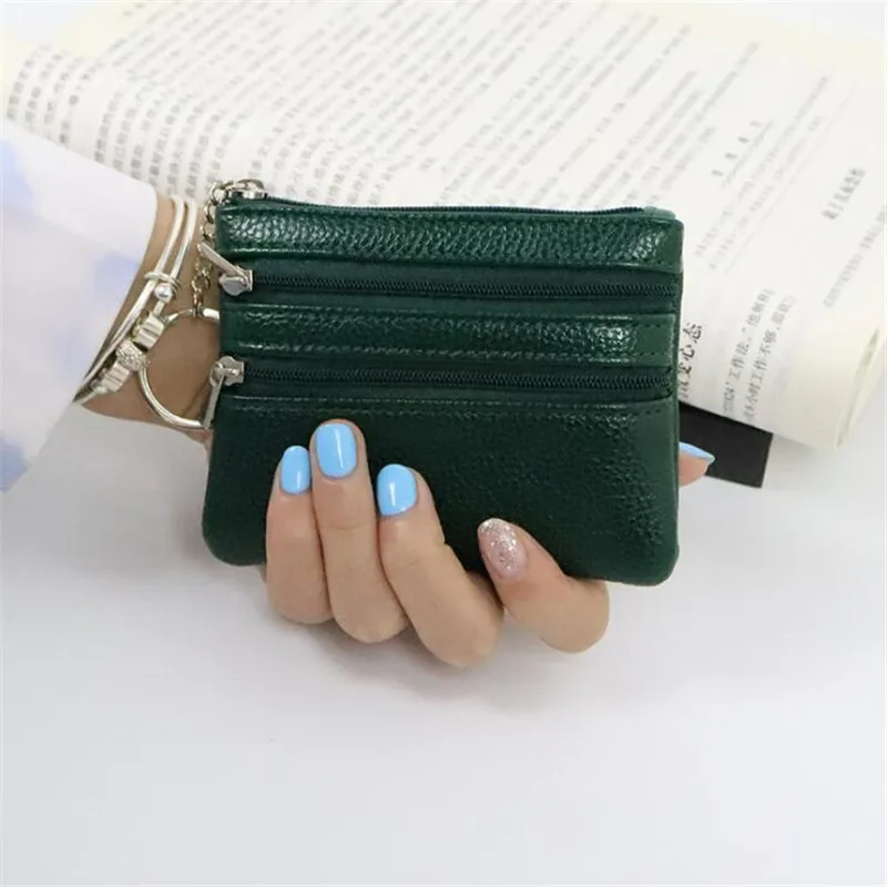 3 Pouch Pocket Wallets Women Small PU Leather Coin Purse Zipper Change Money Bags Key Holder Case ID Card Holde Zipper Purses