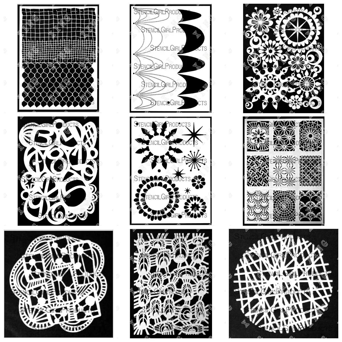 2022 New Hot Mid Century Modern Circle Patterns Bead Chicken Wire Mixup Layered Stencil Set Diy Paper Craft Drawing Scrapbooking