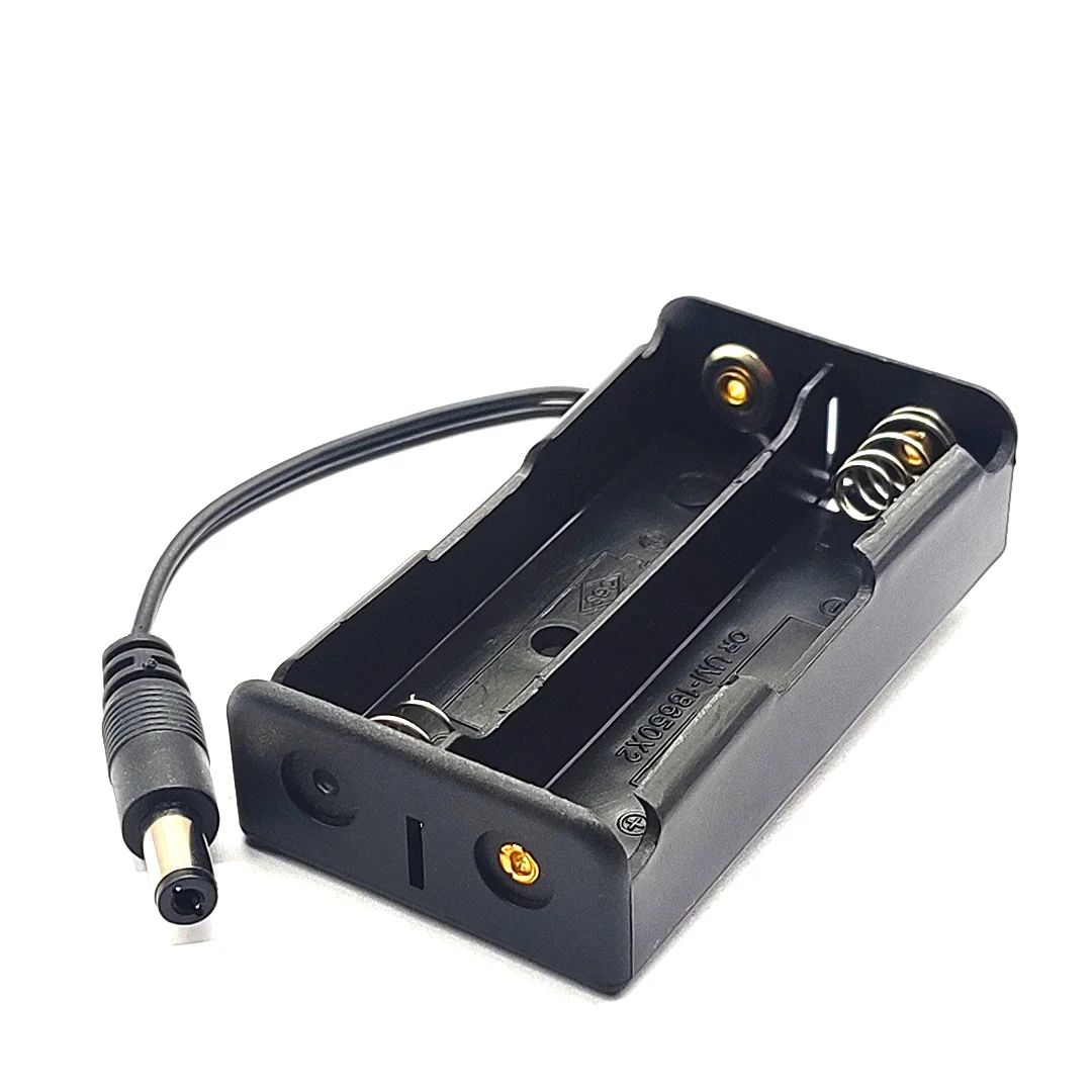 Soporte de batería 18650, caja de almacenamiento de batería 18650 para 2x18650 con conexión de serie de enchufe de alimentación DC 5,5*2,1mm