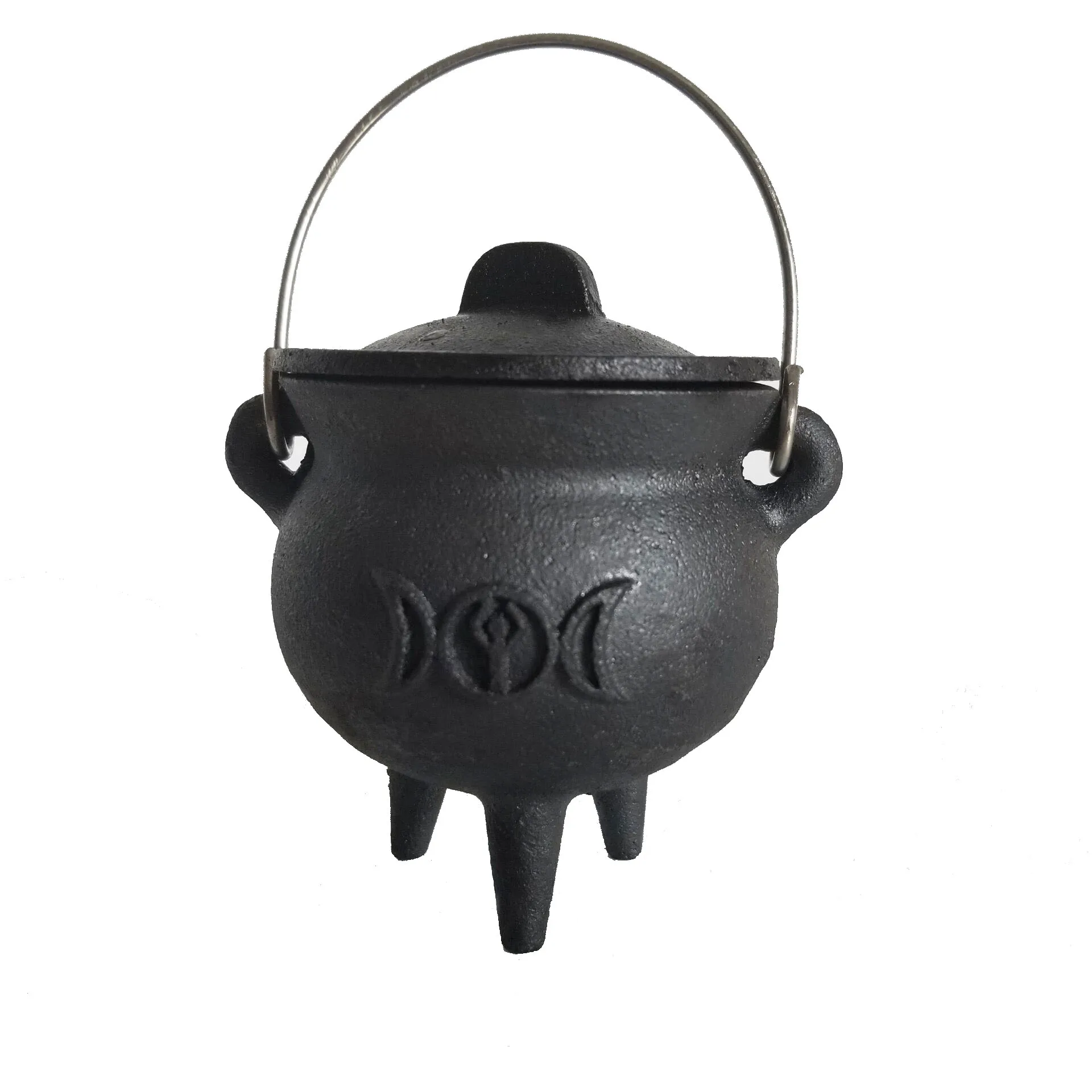 

Cast Iron Cauldron with Lid Handle Witches Pot Incense Burner for Spells Smudging Ritual Blessings Altar Tool Halloween Decor