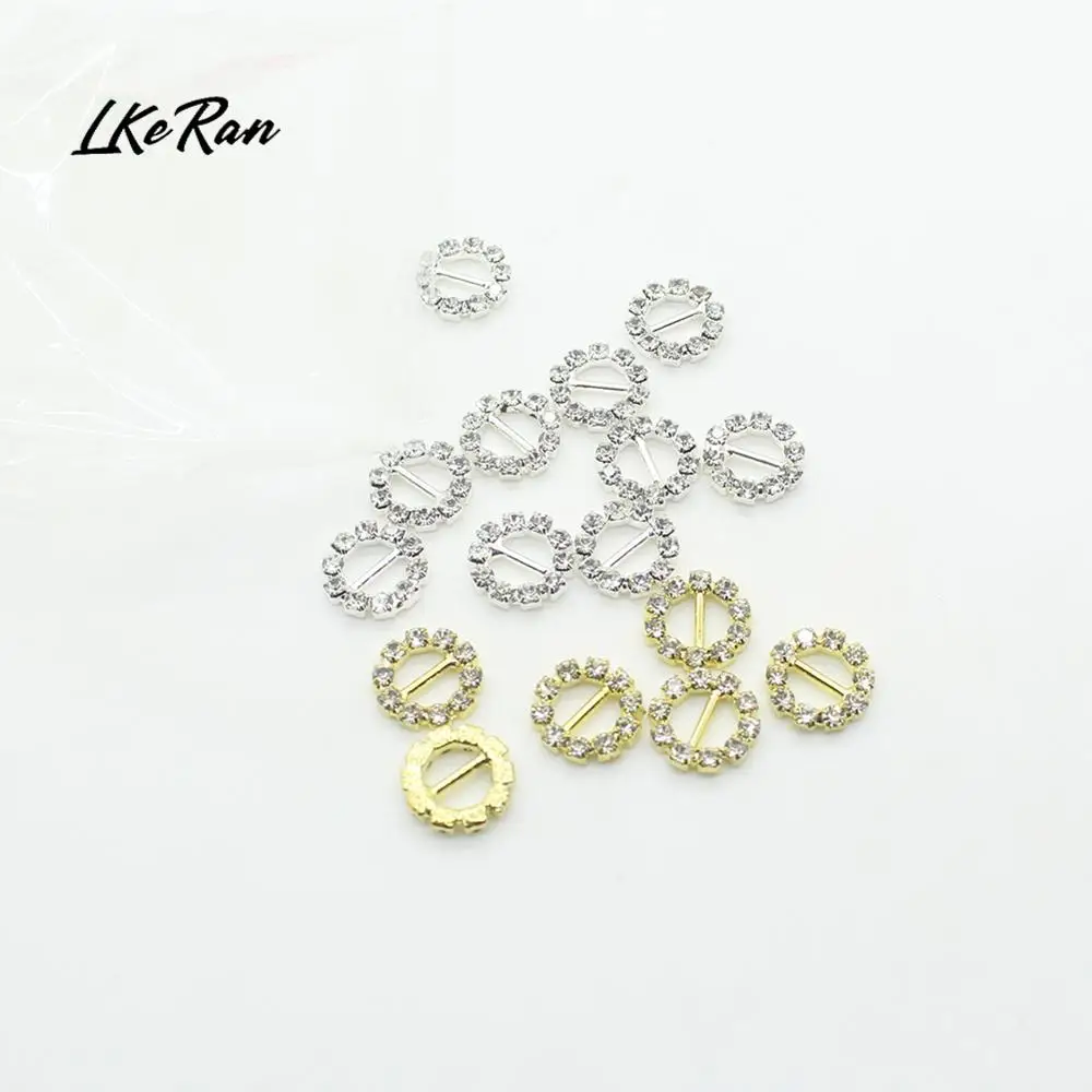 LKERAN Inner 6mm Mini 10Pcs Round Rhinestone Buckles Crystal Decor Wedding fit ribbon and Shoe Belt Clothin Buckles Fitting image 6