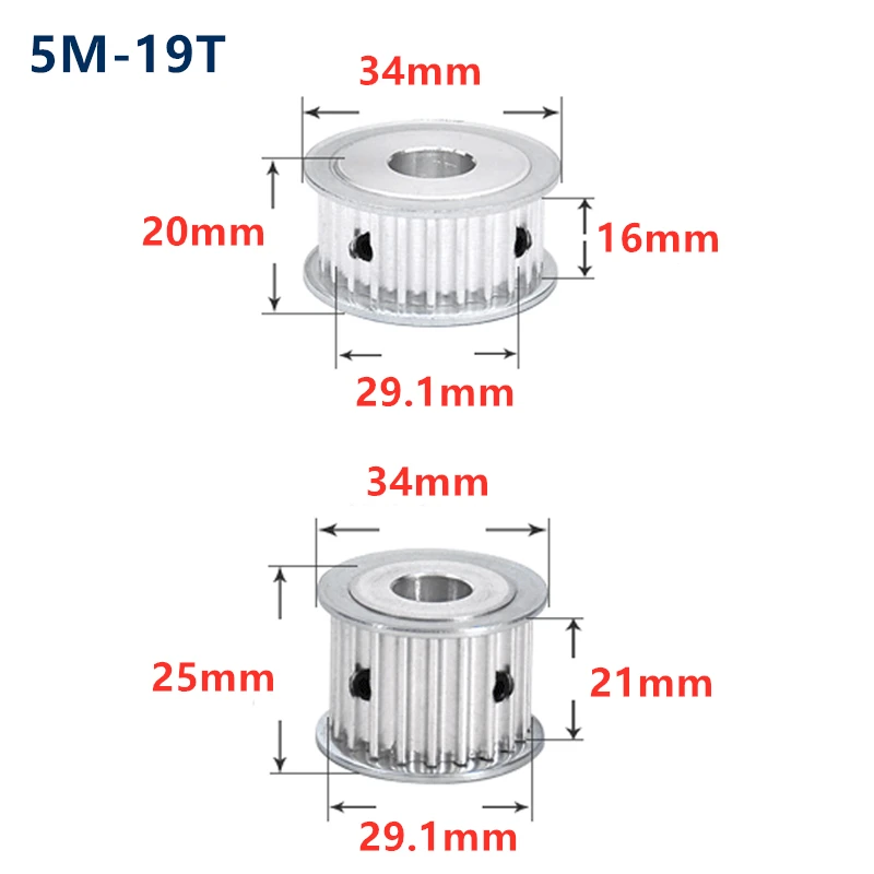 19 Teeth HTD 5M Synchronous Timing Pulley Bore 5/6/6.35/7/8/10/12/14/15/17/19/20mm for Width 15/20mm HTD5M 19T 19Teeth