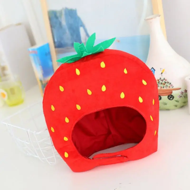 Japanese Sweet Women Girls Funny Strawberry Plush Hat Embroidery Fruits Hood Cap Mask Party Cosplay Costume Photo Props Toys