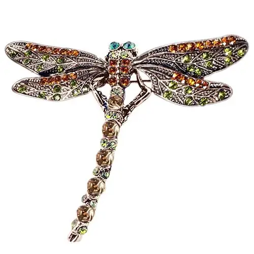 ashion Vintage Jewelry Women's  Noble Dragonfly Crystal Scarf Pin Brooches for Lady Brooch Men Suit Dress Scarf Pins and Brooch