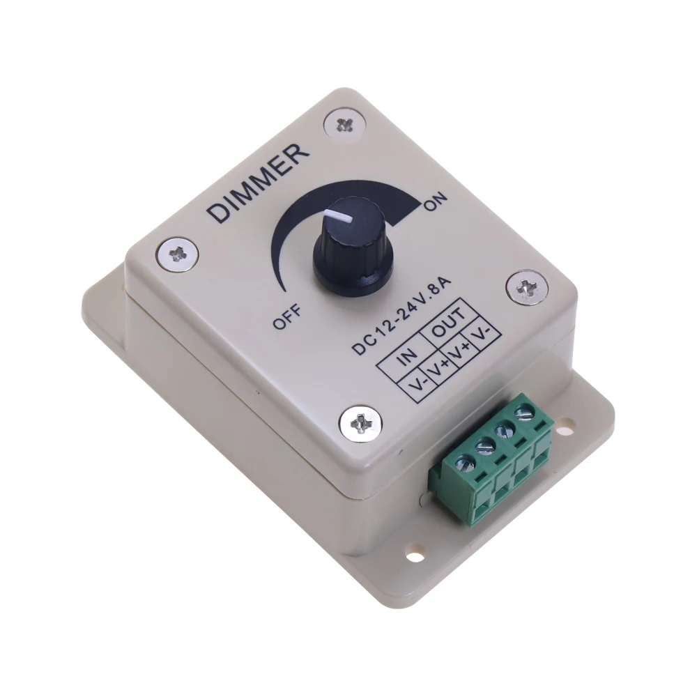 12V 24V LED Dimmer Switch 8A Voltage Regulator Adjustable Controller for LED Strip Light Lamp