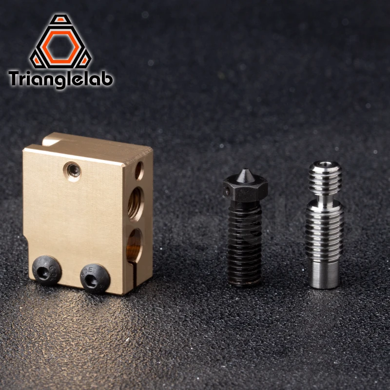 C Trianglelab Brass Volcano Heater Block Hardened Steel Volcano Nozzles Titanium Alloy Heat Break High Temperature Kit PT100