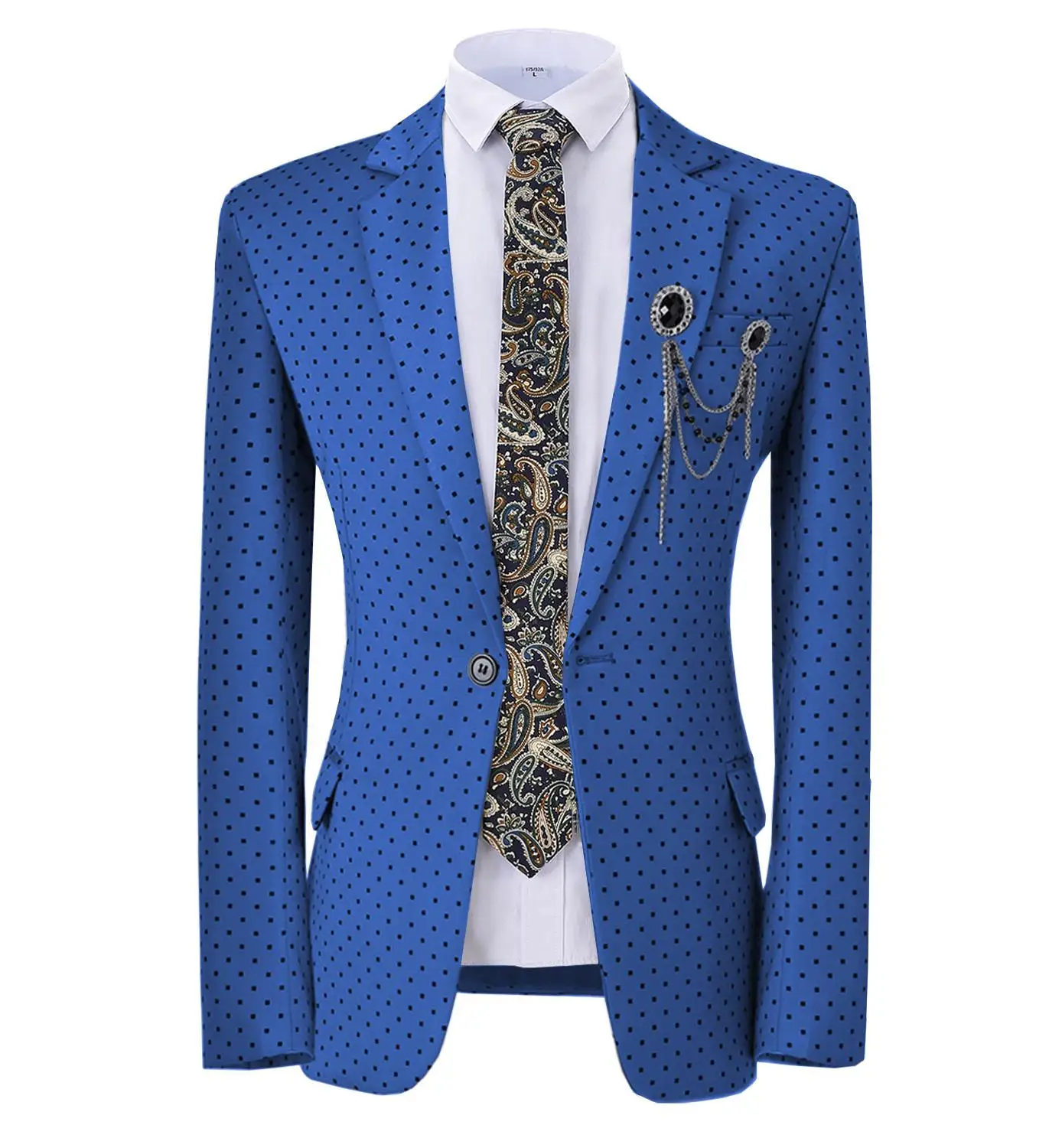 Formal Men\'s Jacket Blazer Pink Suit Slim Fit Prom White Tuxedos Patterned Jacket for Wedding Party Groomsmen (Blazer)