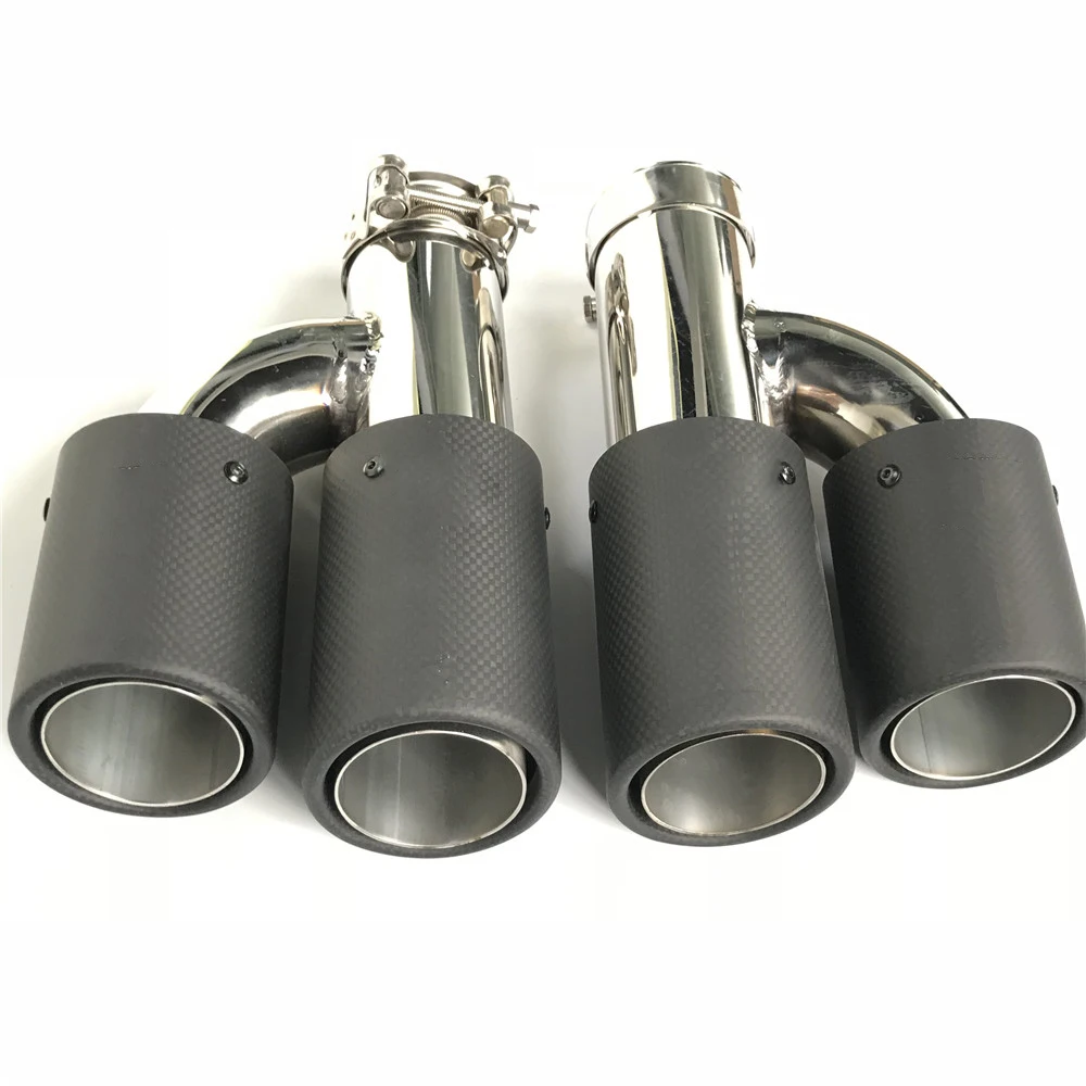 2 PCS Car Exhaust Pipe H Model Matt Carbon Exhaust Dual End Tips for BMW BENZ Exhaust Dual Muffler Pipes Tail Tip