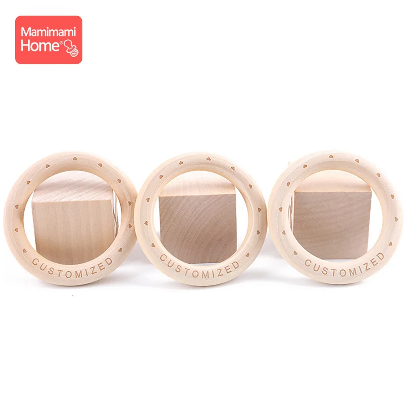 50pc Baby Beißring Ahorn Holz Ring 70*10mm Custome Baby Name DIY Baby Zahnen Armbänder Halskette Kinder der Waren Krankenschwester Geschenke