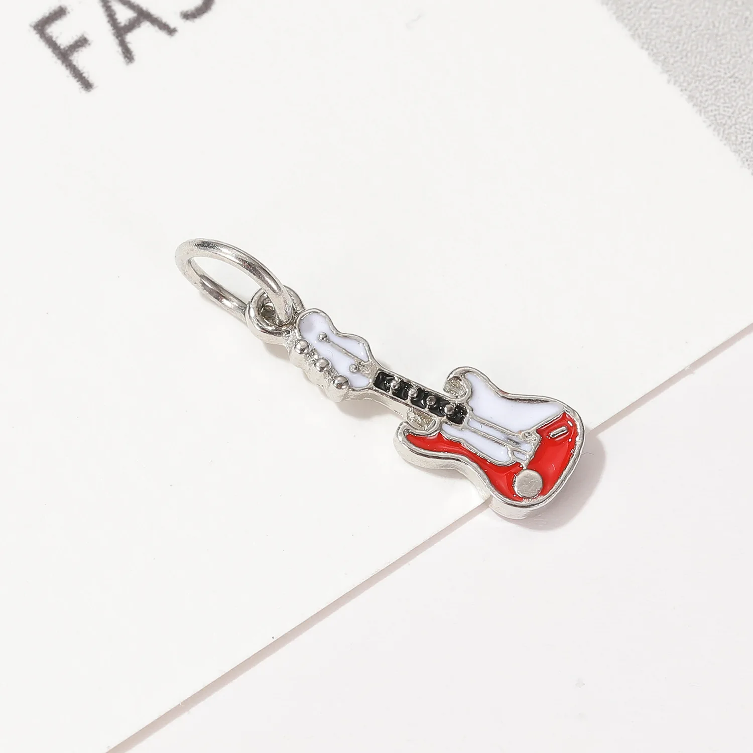 New Original Alloy Bead Music Drum Guitar Dangle Charm Red Dance Enamel Fit Bracelet Bangle DIY Women Jewelry Dropshipping