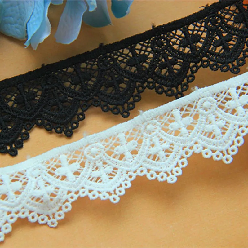 1 Yard Novelty Embroidery Lace Chris Cross Milk Fiber Embroidered White And Black Lace Diy Sewing Garment Accessories 3.5cm