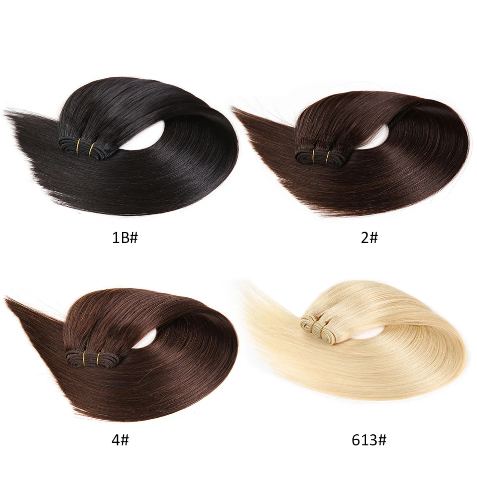 BHF 100% Human Hair Weaves Straight Russian Remy Natural Hair Weft 1piece 100g Black Brown Blonde Color Human Hair Extensions