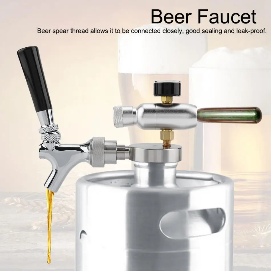 Stainless Steel Beer Spear Tap Faucet Dispender For 2L/3.6L/4L Mini Keg Beer Growler -Proof Connected Homebrew beer tap