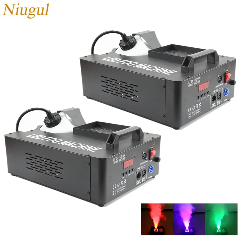 2pcs/lot 1500W Vertical Smoke Machine/Fog Machine With RGB LED Lights/DMX512 Mist Haze Machine For DJ Bar Show/Stage LED Fogger