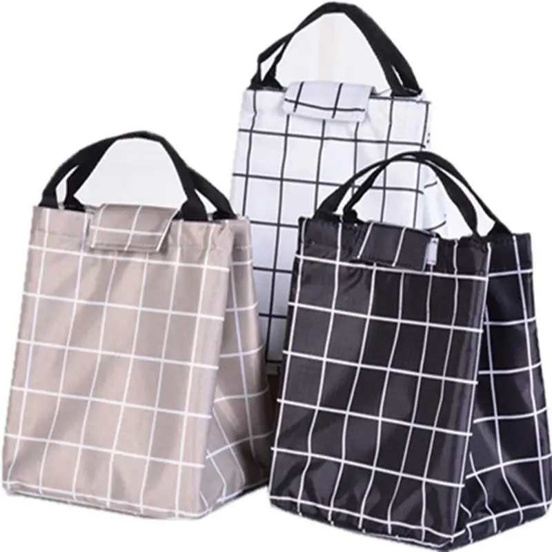 

Lunch Bag Insulated Large Capacity Plaid Lunch Handbag Portable Zipper Thermal Lunch Bags For Women Lunch Box Tote Food Bags