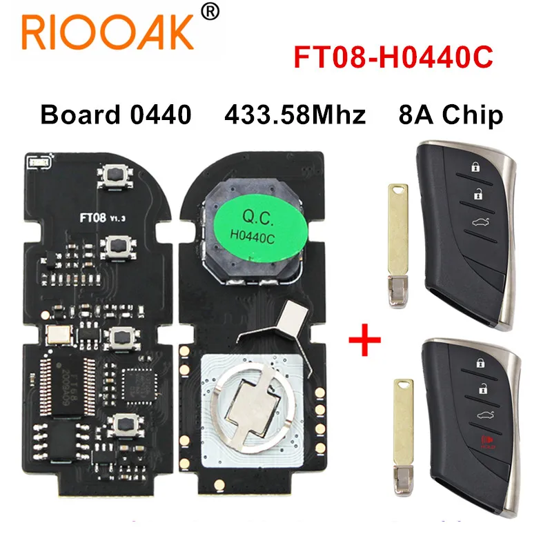 FT08-H0440C Keyless Go Smart Remote Car Key Board PCB 433.58MHz with 8A Chip for Lexus ES300h ES350 ES200 LS350