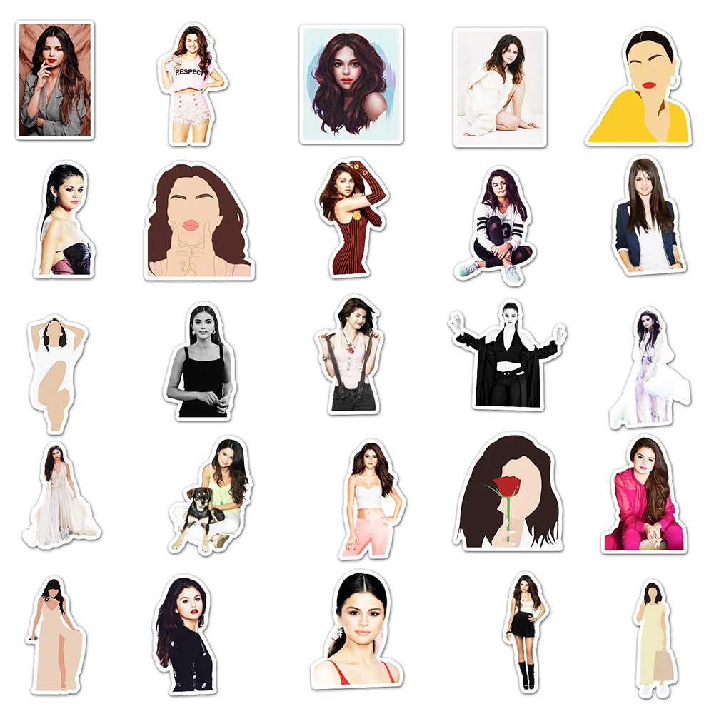 10/30/50PCS Singer Selena Gomez Aesthetic Stickers Guitar Laptop Luggage Waterproof DIY Graffiti Sticker Decals Packs for Teens