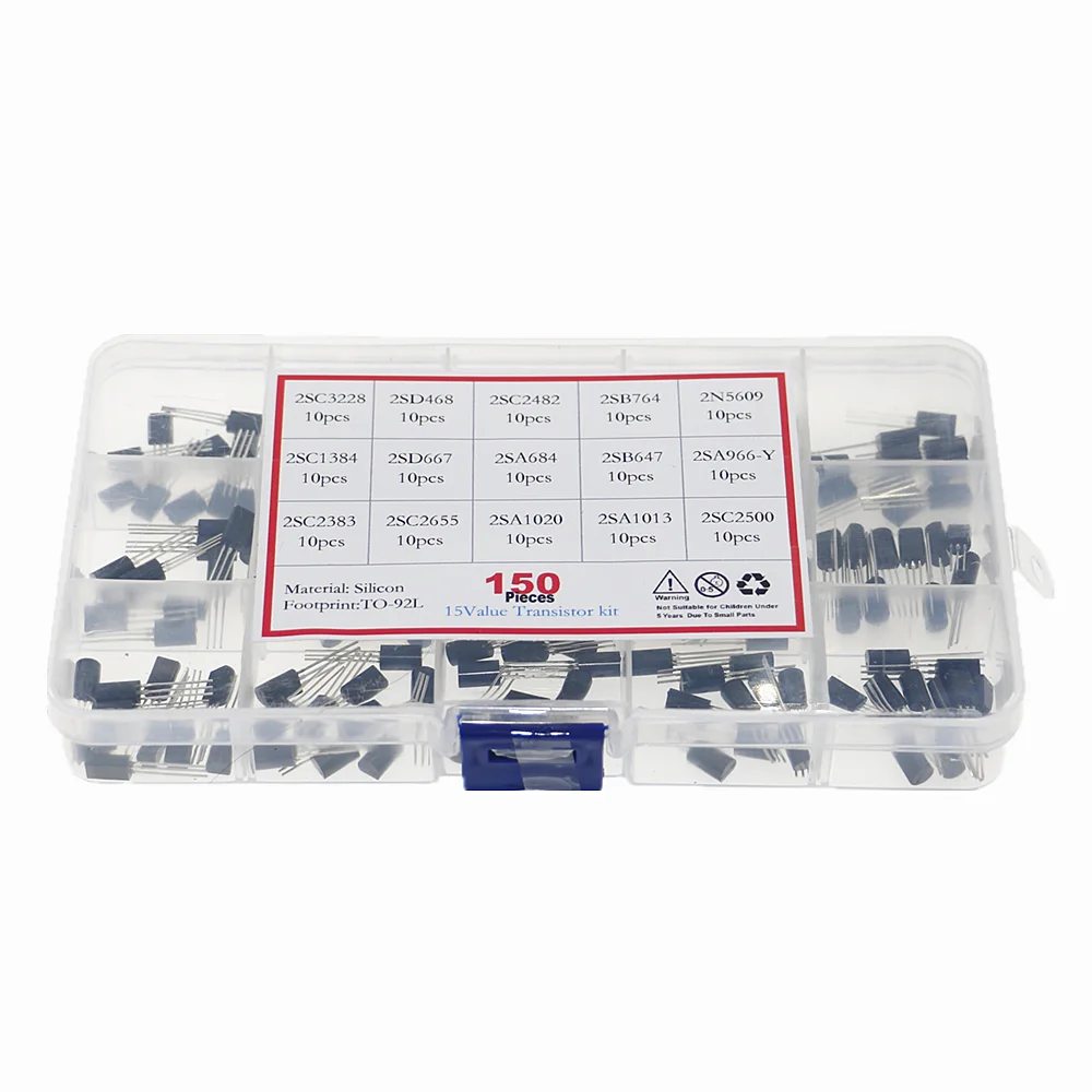 150pcs/set 15Values TO-92L Transistor Assortment Kit 2sc3228 2sc2500 2sc2655 2sc1384 2sc2383 2sd468 2SC2482 2SB764 2SD667 2SA684