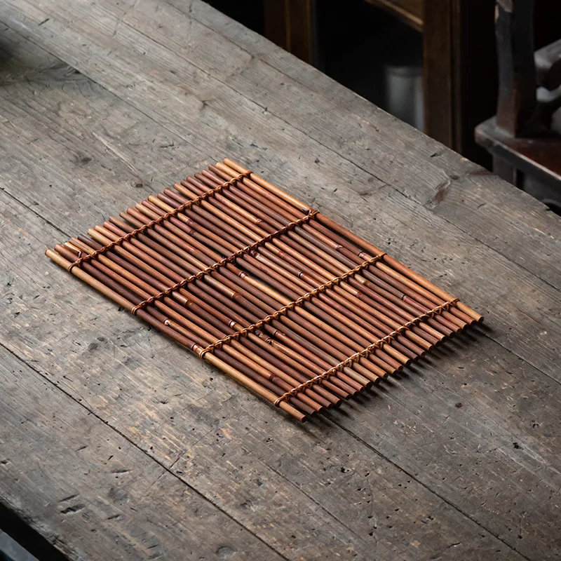 RAYUAN Bamboo Chops Pads Placemat Tea Mats Bamboo Weaving Table Placemat Pad Home Cafe Restaurant Decoration