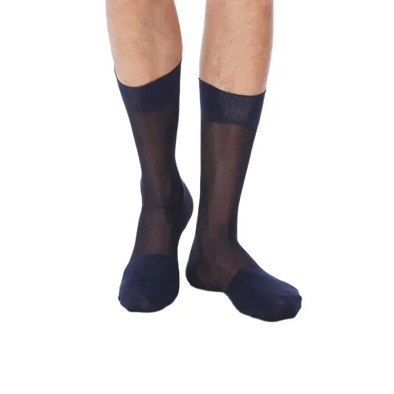 

Men Thin Dress Socks Silk Sheer Trouser Sox Work Wear Business Nylon Sock Mid-Calf /Over the Calf Liner