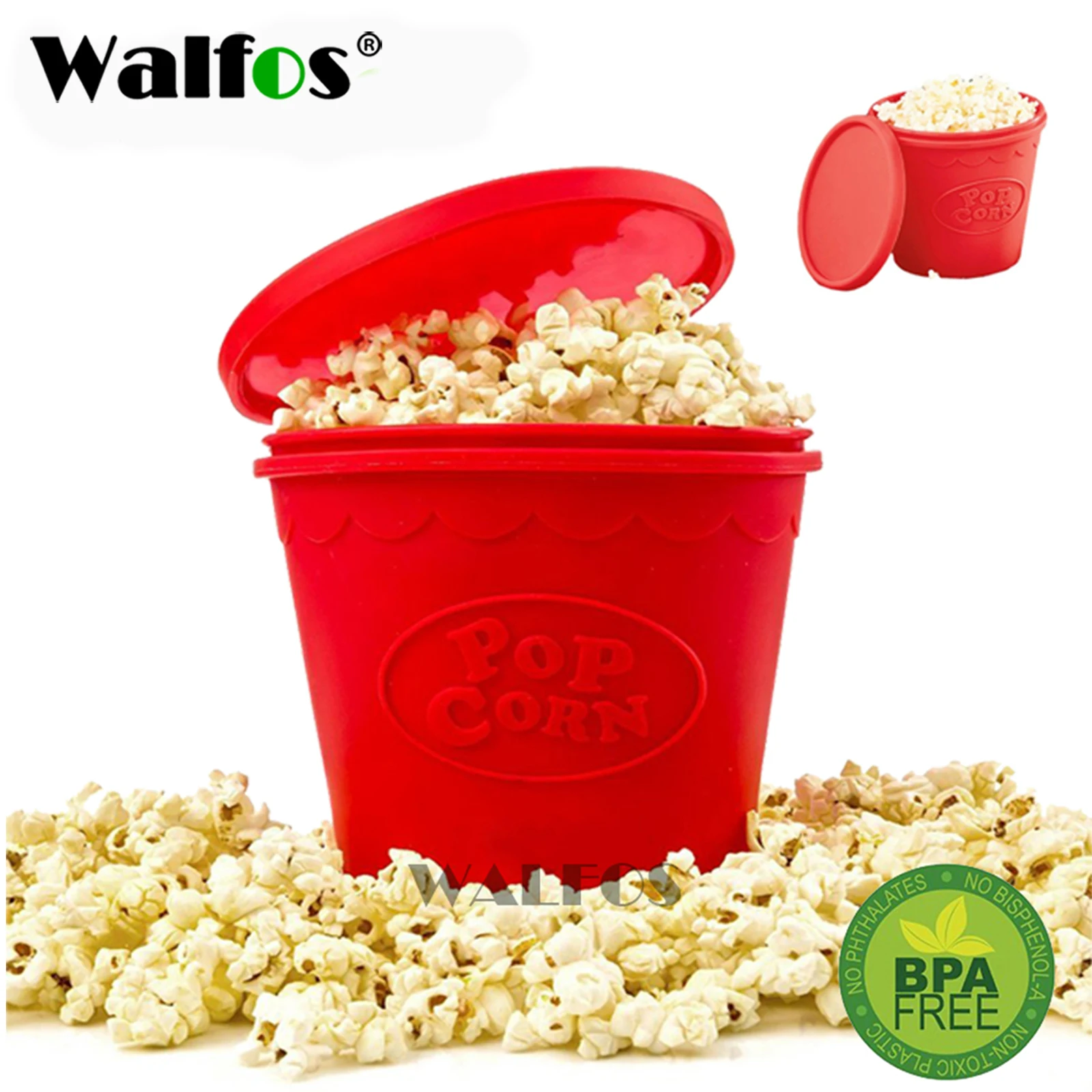 WALFOS FOOD GRADE Silicone Popcorn Container  DIY Silicone Microwave Popcorn Maker Bucket  As Seen On TV