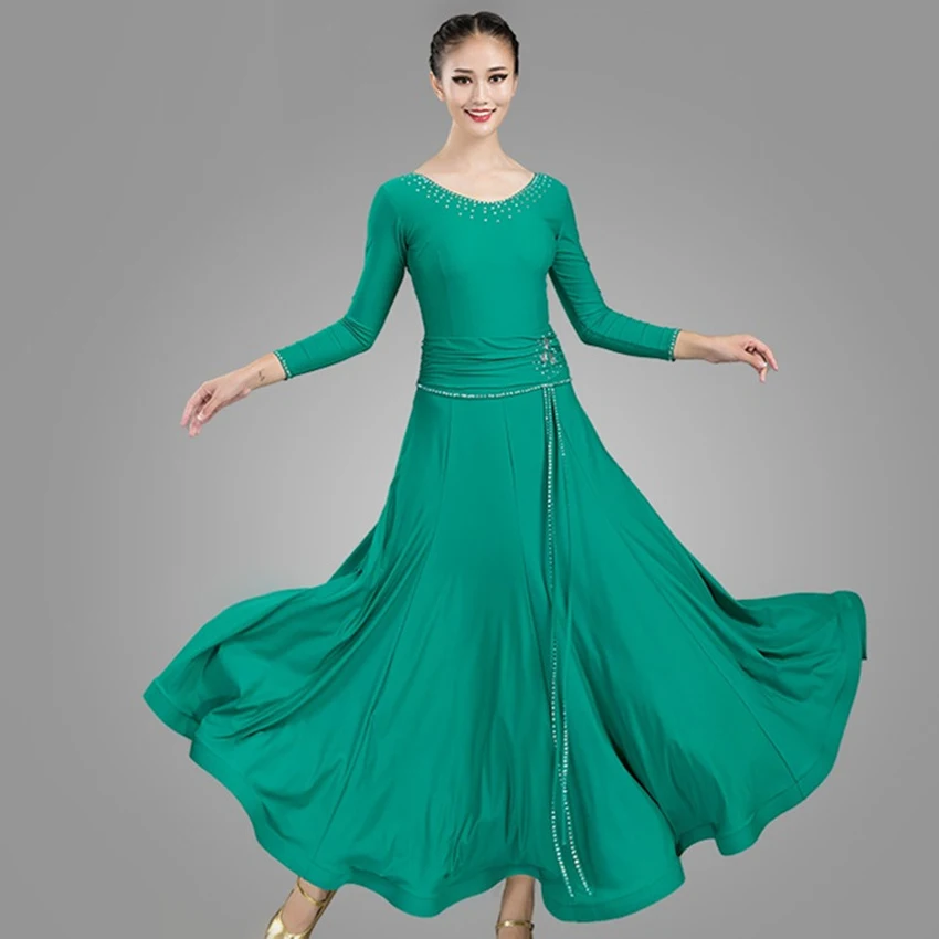 Waltz Stage Costume Sky Blue Ballroom Competition Clothing Black Rhinestone Standard Dance Dress Rhinestone Red Ballroom Dance