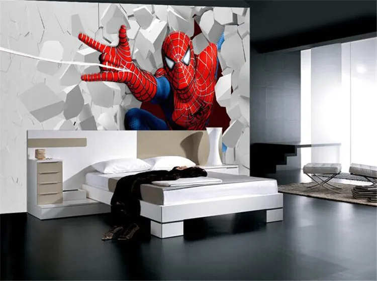 Custom children’s wallpaper cartoon character spider mural children’s room bedroom TV background wall waterproof papel de parede