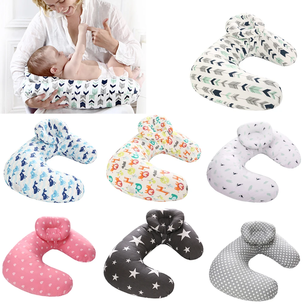 2pcs/Set Baby Nursing Pillows Newborn Breastfeeding Pillow Cotton Feeding Waist Cushion Cuddle Infant U-Shaped Cushion