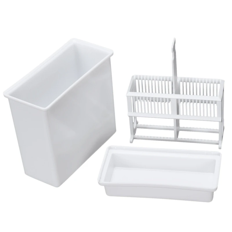 2 in 1 White 24 Pieces Microscope Slides Staining Rack Dish Set