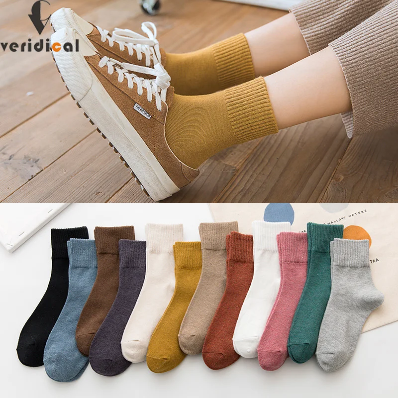 

Cotton Women Short Socks Solid Young Casual Fashion soft Elastic Endurable Breathable Crew Harajuku Socks Girl 4 Seasons