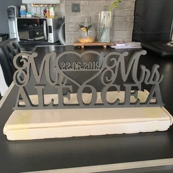 Custom Wedding Table Sign, Personalized White Wedding Sign with Last Name, Table Decor, Mr and Mrs Sign Supplies