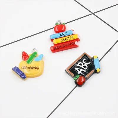 10pcs/pack blackboard book pen Class Resin Charms  Pendant Earring DIY Fashion Jewelry Accessories