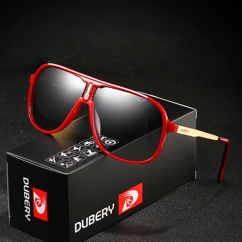 DUBERY Men Driving Sunglasses Pilot Polarized Fishing Sun Glasses Outdoor Travel Goggle Shades Male 100%UV Protection Metal Legs