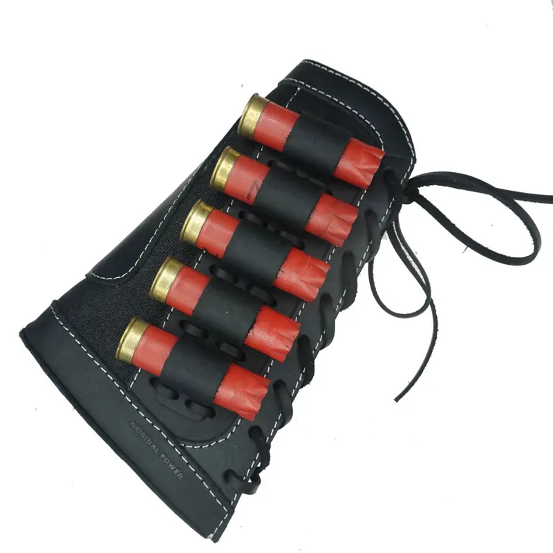 Leather Rifle Sling Shoulder Padding Tactical Strap And Shotgun Gun Buttstock Ammo Shell Holder For 5pcs 12 Gauge