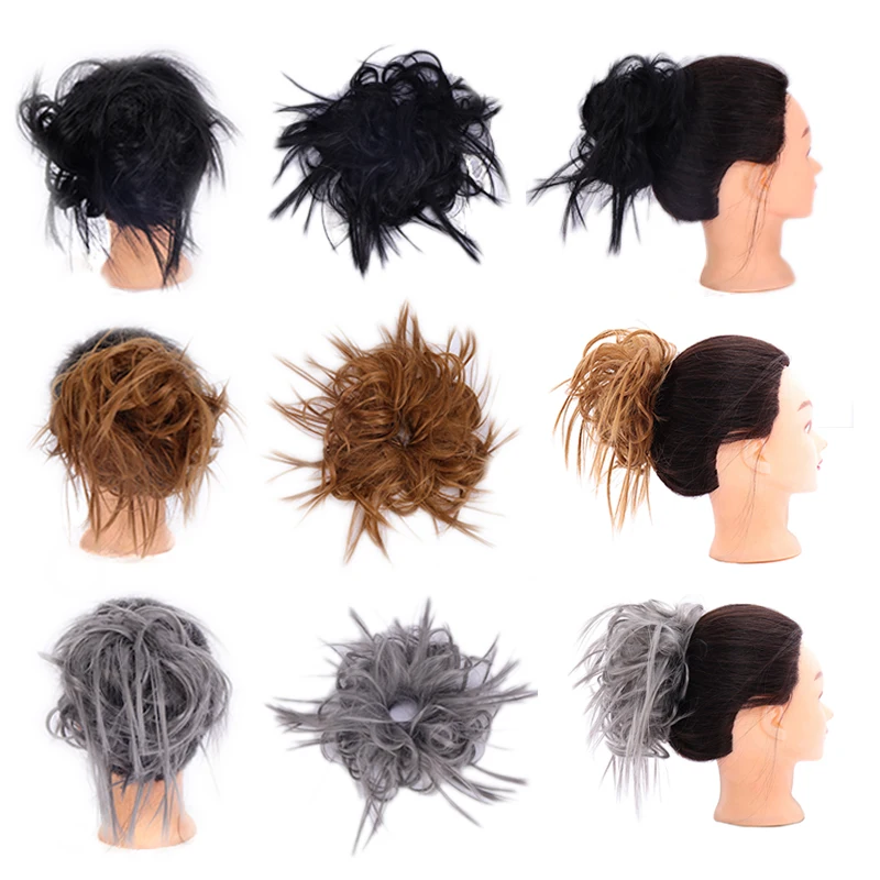 LUPU moño sintético Scrunchie desordenado banda elástica para el pelo moño recto Updo peluca alta temperatura fibra Natural pelo falso