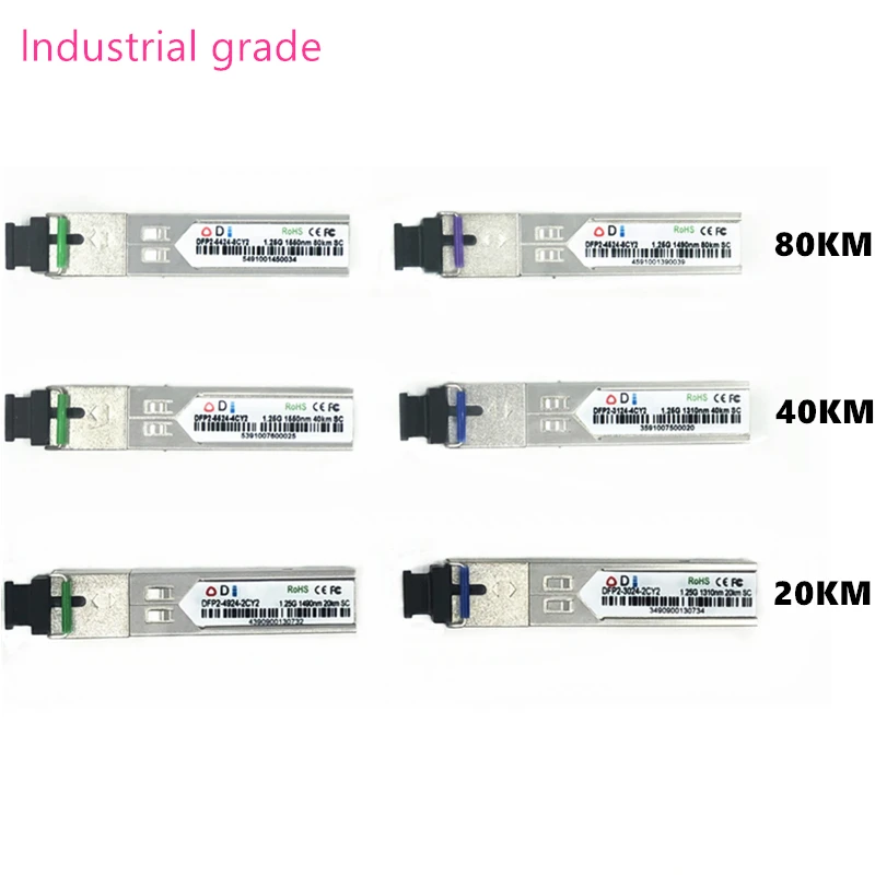 SC SFP Fiber optic module Industrial grade -40~+80 Celsius 1.25G20/40/80KM 1310/1490/1550nm Single-SFP compatible optical module