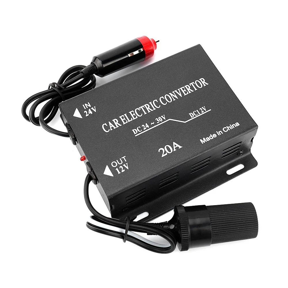 20A 24V To 12V Cigarette Lighter Type Car Power Supply Converter Step Down Transformer Cargador Coche Carga Rapida Usb Coche