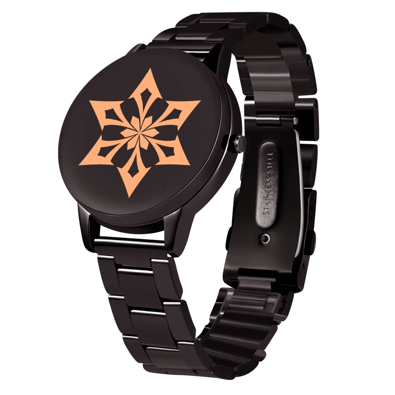 Game Genshin Impact Watch Eye of God Guartz Watches Black Flip Cover Design Wrist Watch Fashion Cosplay Xmas Gift