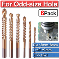 6Pcs/set 3-8mm HSS Ti Titanium Coated Step Drill Bit Spiral  Tap Twist Drill Bit Set For Woodworking Wood Hole Cutting Saw Tool