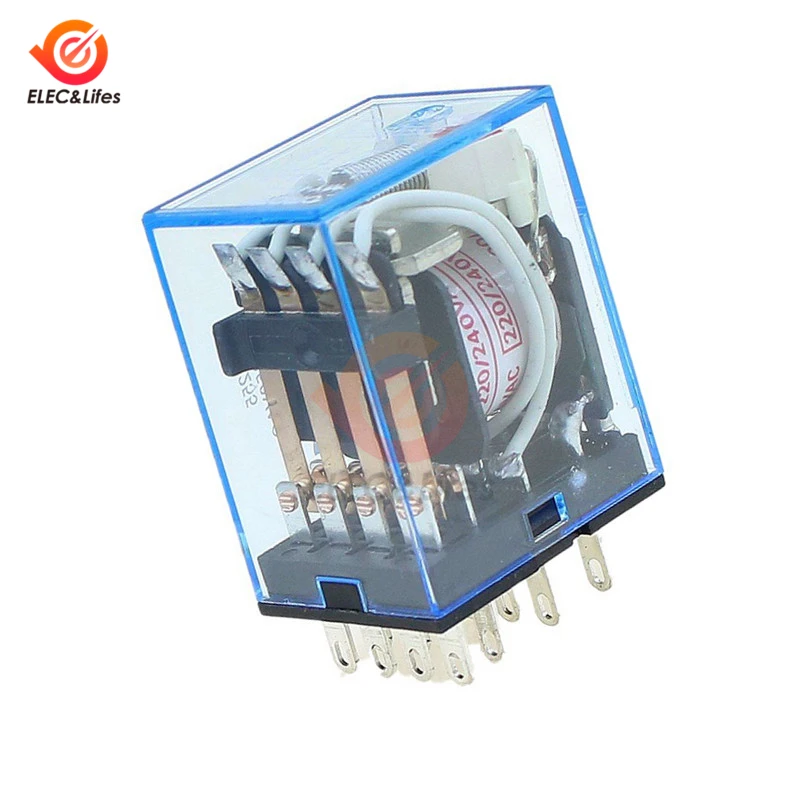 Small Electromagnetic Relay MY4NJ AC 110V 220V DC 24V 12V Coil Relay Module with Base Socket 4PDT 14 Pin Silver plated contact