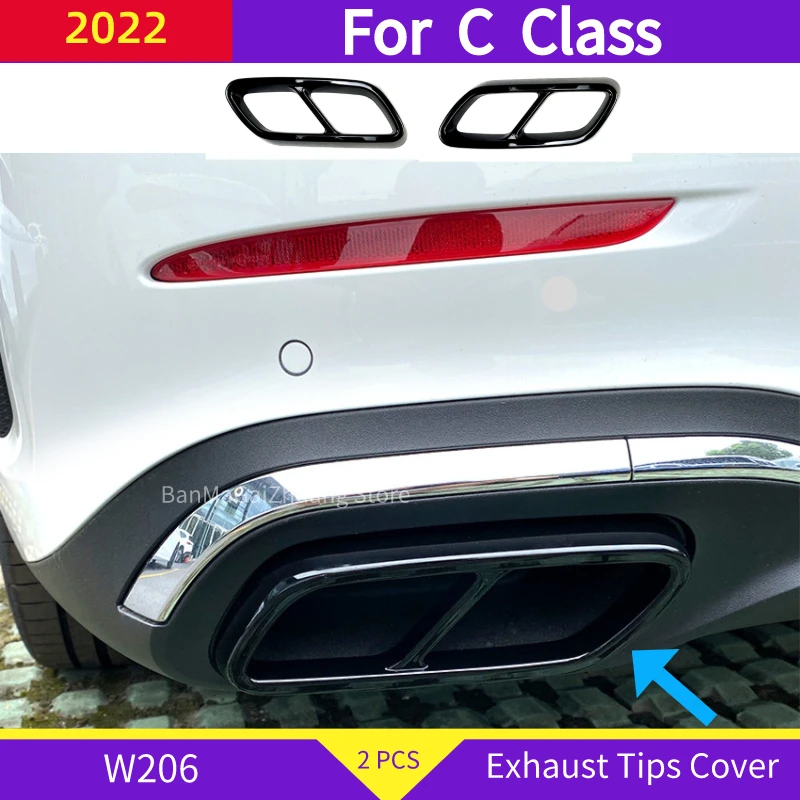 

Exhaust Tips Cover Tail Pipe Trim For mercedes W206 C206 C Class 2022 C200 C260 2 PCS Rear Diffuser Stickers