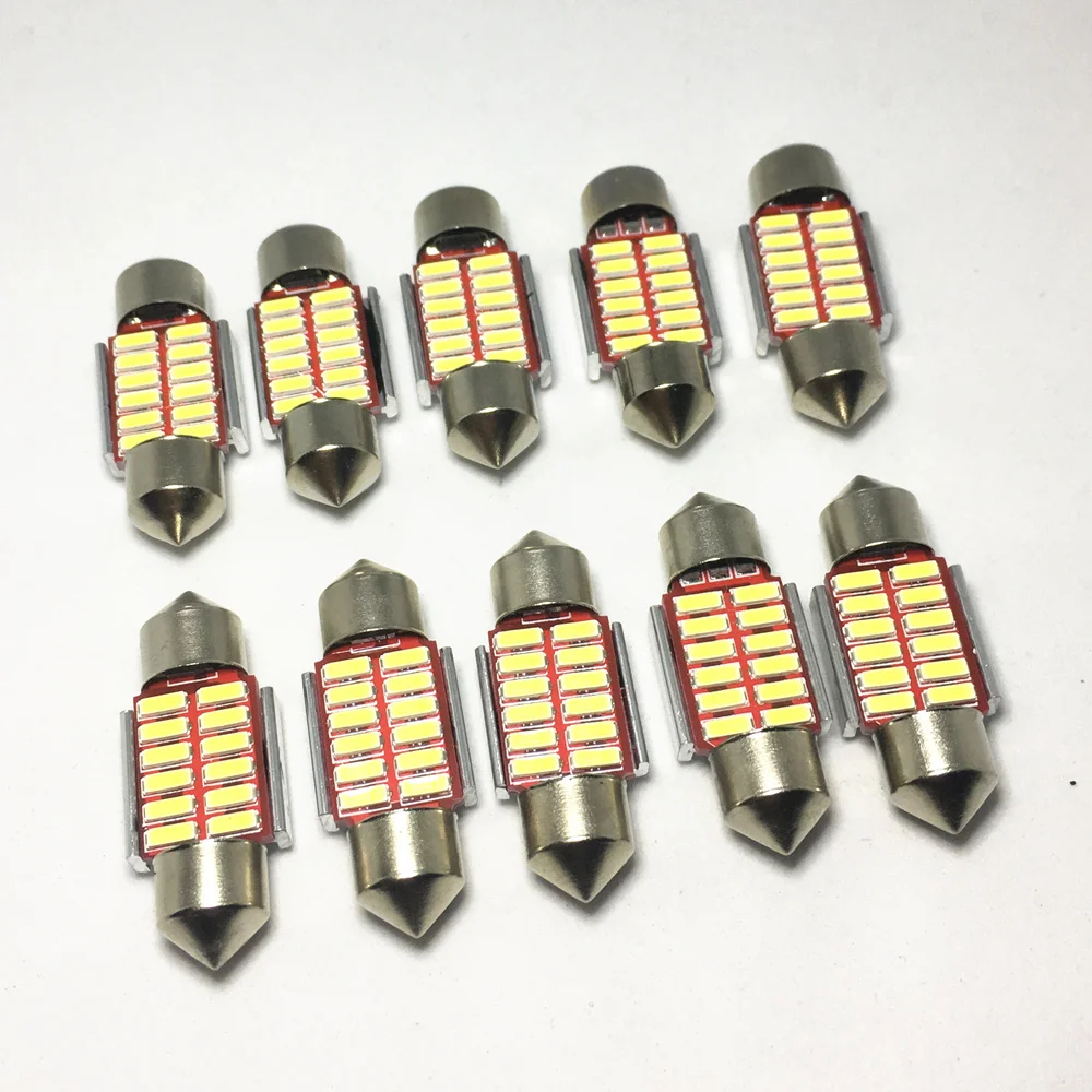 10PCS Car Festoon 31mm 36mm 39mm 42mm LED Bulb C5W Super Bright 4014 SMD Canbus Car Styling LightInterior reading lamp 12V