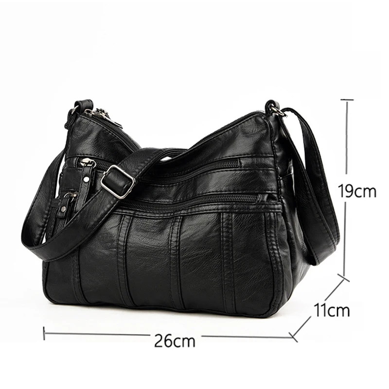 Luxury Pu Leather Messenger Bag Vintage Women Hand Bag Large Capacity Casual Hobo Handbag Purse Female Crossbody Shoulder Bags