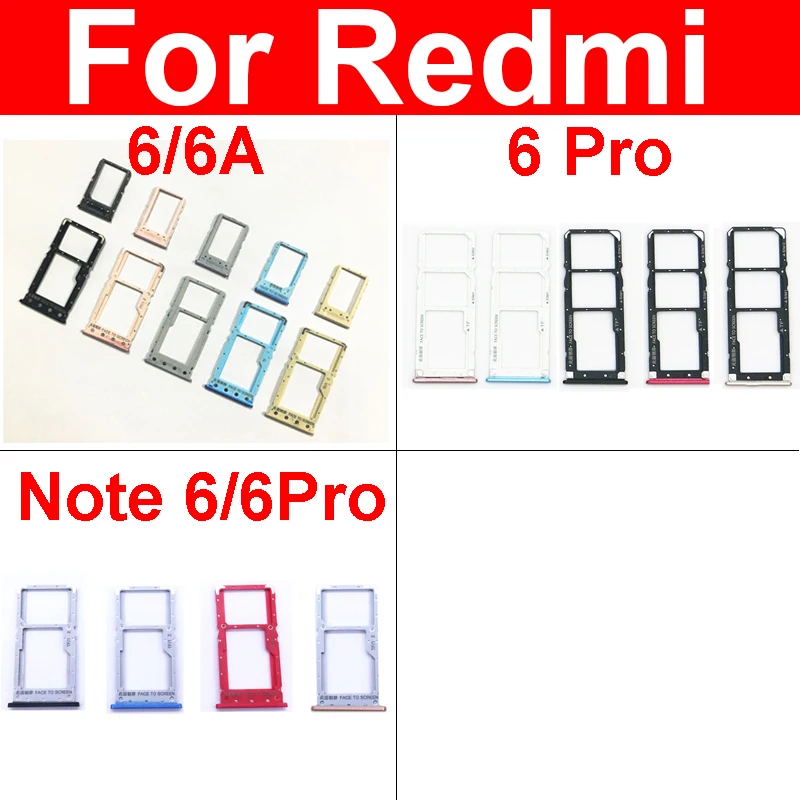 

Sim Card Tray Adapter For Xiaomi Redmi Note 6 6A Pro Sim Card Holder Slot Replacement Repair Parts