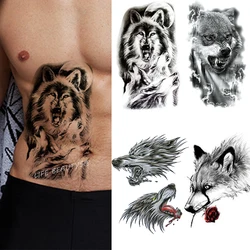 Waterproof Temporary Tattoo Sticker Wolf Lion Tiger Bear Flash Tattoos Women Leopard Crown Body Art Arm Fake Tatoo Men