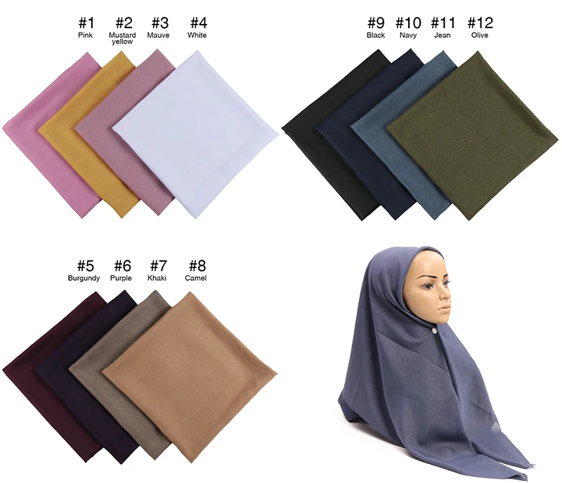 110*110cm plain voile scarf suqre scarves women Muslim Headscarf Summer Thin Hijab Turban Islamic Arab Head Wrap