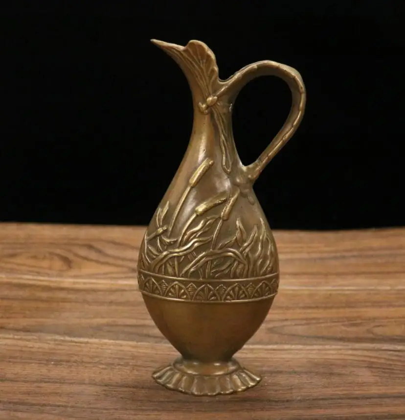 Archaize brass reed wine pot household decoration crafts statue