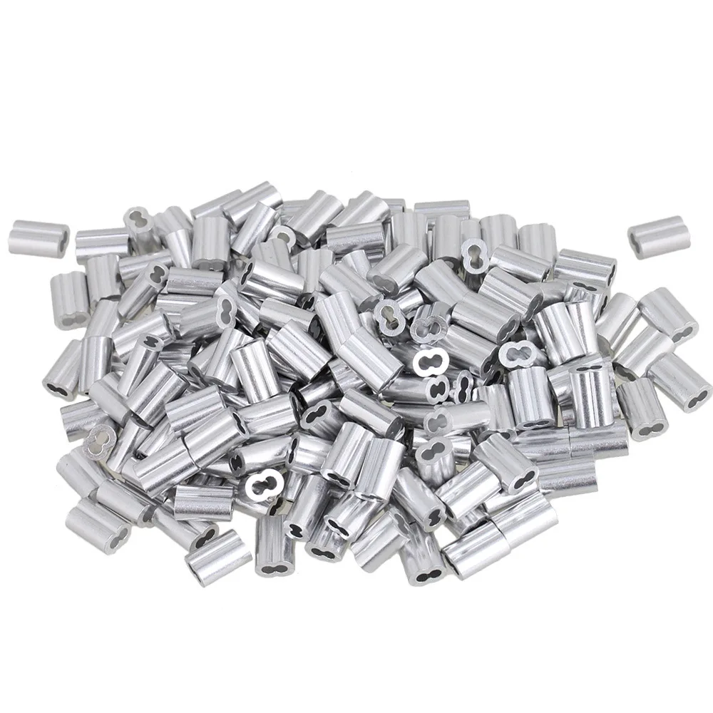 200PCS Silver Double Hole Aluminum M1.5 Clamp Cap for 5MM Wire Rope