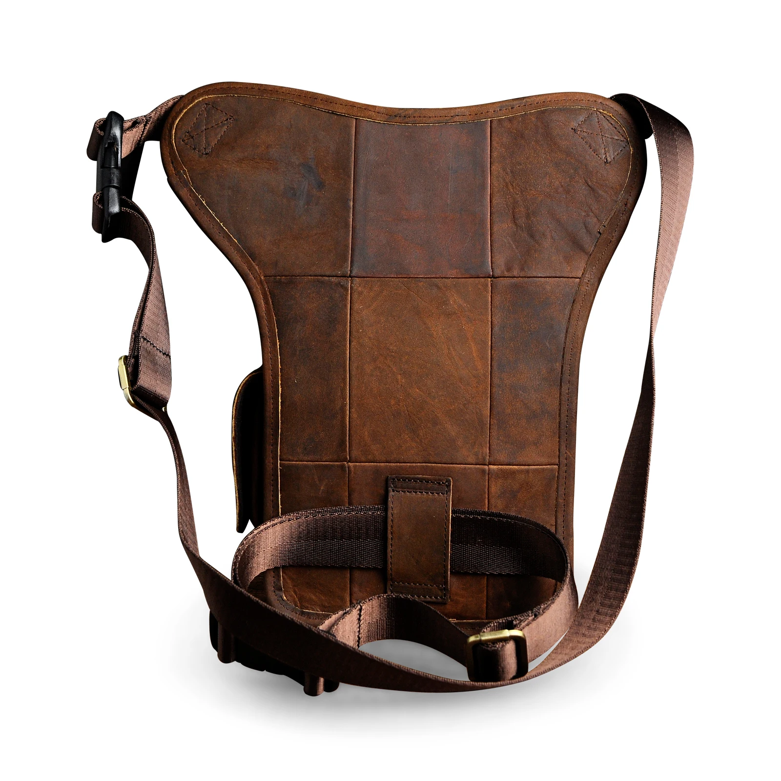 Crazy Horse Leather Men Fashion Casual Messenger One Shoulder Bag Design Travel Fanny Waist Belt Pack Drop Leg Bag 3106-d