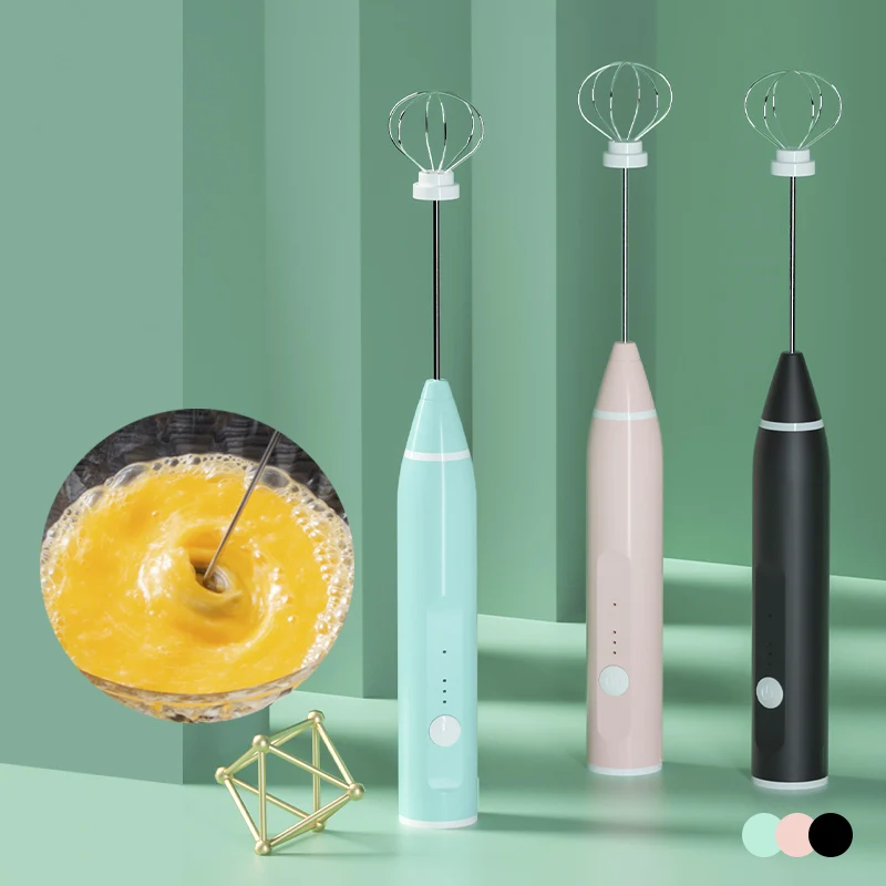 3-geschwindigkeiten Elektrische Schneebesen Kaffee Milch Mischer Köpfe Schneebesen Edelstahl-düse Rührer USB Aufladbare Handheld Lebensmittel Mixer Schneebesen